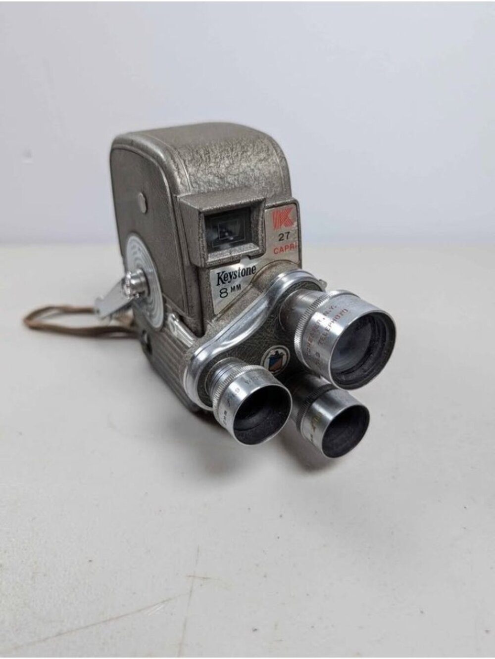 Keystone Capri K-27 Triple Turret 1957 8mm Movie Camera 3 Lenses FOR DECORATION